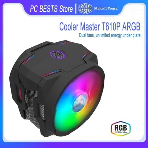 Cooler Master T610P ARGB CPU Cooler 6 Heat pipe 120mm ARGB Dual fans For Intel 115x 2011 AMD AM4 AM3 With controller PC radiator