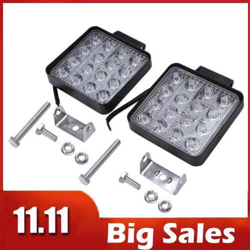 WSFS Hot 2 pcs 48W 6000k LED Spot Beam Square Work Lights Lamp Tractor SUV Truck 4WD 12V 24V 3120lum Square LED Spotlights
