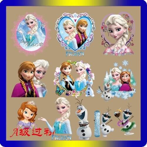 Cartoons Frozen Apparel fabric patch girl jeans Clothes stickers washable Heat transfer DIY clothes decoration making materials