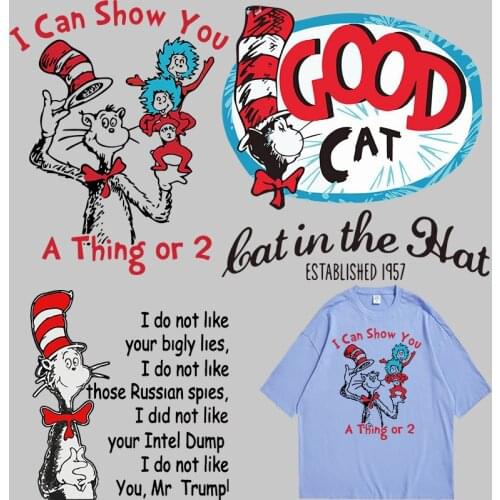 Cartoon cute cat funny small animal design English letters Printed Ironing For Clothing Patches for Clothing DIY T-shirt