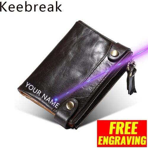 Genuine Leather Mens Business Custom Smart Wallet Real Leather Coin Money Bags Vintage Cowhide Purse Wallets Rfid Card Holder