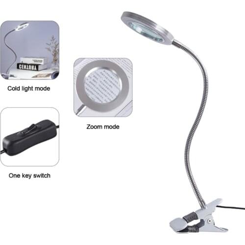 Desktop Magnifying Glass Lamp Compatible Soldering Iron Repair/Table Lamp/Makeup/Reading 360°Flexible