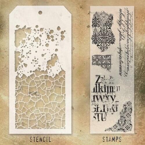 2021 New Retro Graffiti Pattern Clear Stamps and Stencil For Making Word Greeting Card Paper Scrapbooking No Metal Cutting Dies
