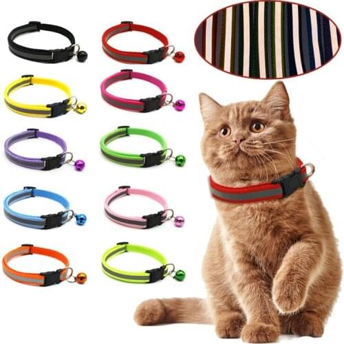 Pet Collar Adjustable Reflective Cat Collar Bell Reflective Necklace Outdoor Walking Pet Decor Collars for Dog Accessories
