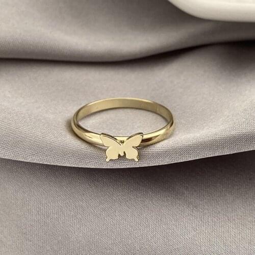 Hot Sale Punk Simple Style Lovers Butterfly Opening Ring Women Gold Silver Color 2-Piece Ring For Good Friends Jewelry Gifts