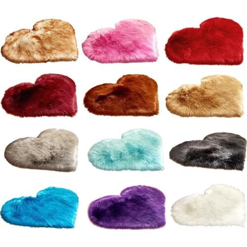 Fluffy Love Heart Carpets For Living Room Decor Faux Fur Rugs Kid Room Long Plush Rug For Bedroom Home Decor Shaggy Area Rug Mat