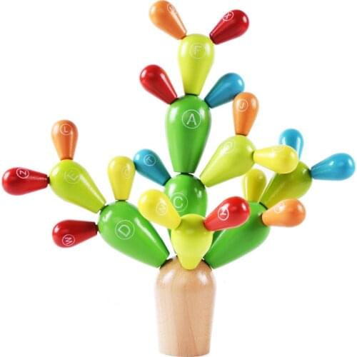 Early Education Macarons Wooden Balancing Cactus Toy Removable Building Blocks For Baby Kids Developmental Intelligence Toy
