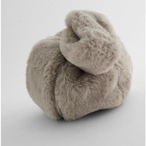 Featured womens bags, gray faux fur, female handbag, clutch, coin purse