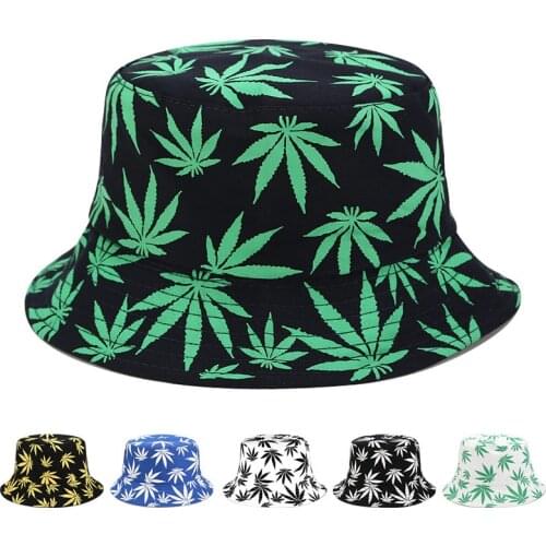 Women Men Couple Cotton Fishing Hat Hip Hop Cap Maple Leaf Panama Bucket Hat Sun Flat Top Fisherman Hats Caps Boonie Gift