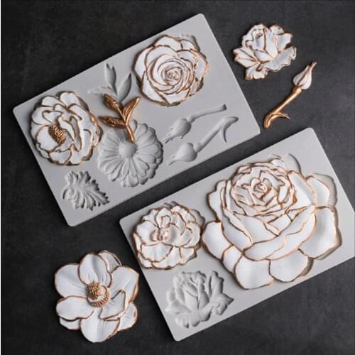 Camellia Peony Rose Magnolia Cherry Blossom Silicone Mold Fondant Cake Decorating Tool Sugarcraft Chocolate Baking Tool For Cake