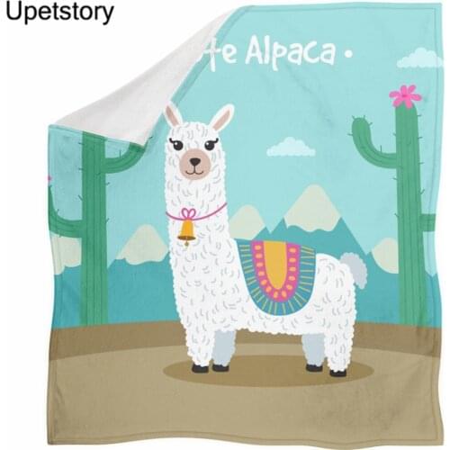 Upetstory Cute Alpaca Printed Blanket Sofa Couch Hiking Picnic Blankets Travel Bedding Keep Warm Throw Fleece Blanket