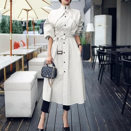 High Quality Trench Coat Women Fashion Comfortable Loose A-line Trench coat Womens 2020 Temperament Warm Long Windbreaker Z844