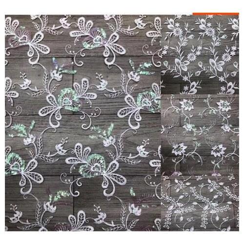 Heavy industry Sequin embroidered wedding dress lace fabric Phoenix Tail flower bead embroidered fabric
