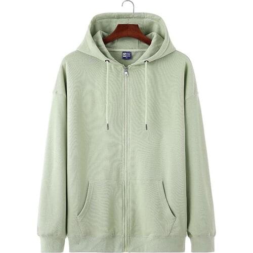 Spring Autumn Fashion Matcha Green Zipper Sweatshirt Women Hoodies Loose High Quality Cotton Pocket Solid Harajuku Jacket Femme