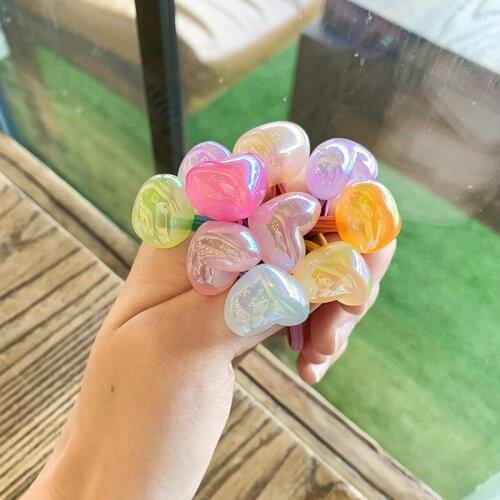 10pcs/bag Cute Love Star Princess Headwear Elastic Hair Bands Sparking Mini Headdress Tie Gum Ropes