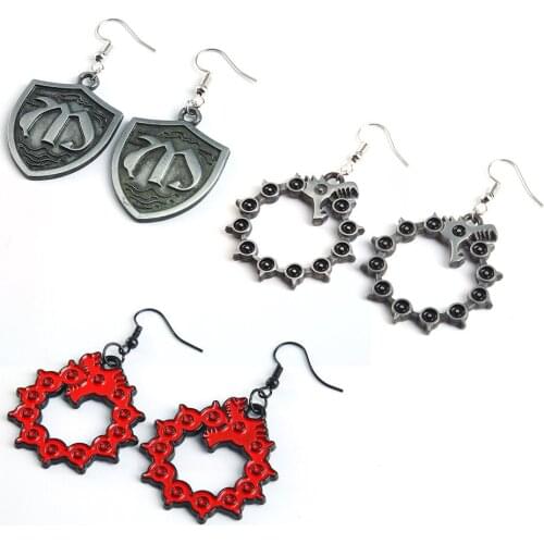 1 Pair New Japan Anime The Seven Deadly Sins Meliodas Tattoos Dragon Dangle Earrings for Women Girl Earrings Cosplay Figure Toys
