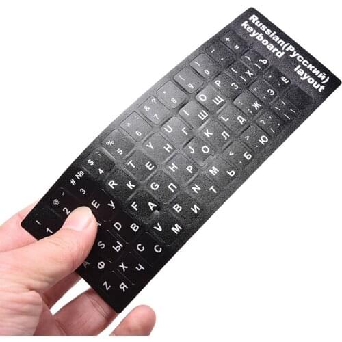 1PC Durable Russian Standard Keyboard Sticker Layout Alphabet Black With White Letters Laptop Desktop Computer Keyboard Stickers