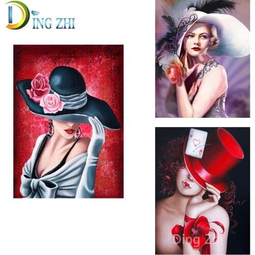 5D Diamond Embroidery Sale Elegant Woman Diamond Painting Full Drill Square Portrait Flower Diamond Mosaic Rhinestones Pictures