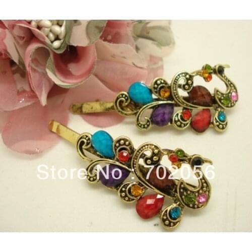 6cm Hair Clips hairgrips Barrettes Rhinestone hair clip clasps clamps gift mixed 125pcs/lot #3031