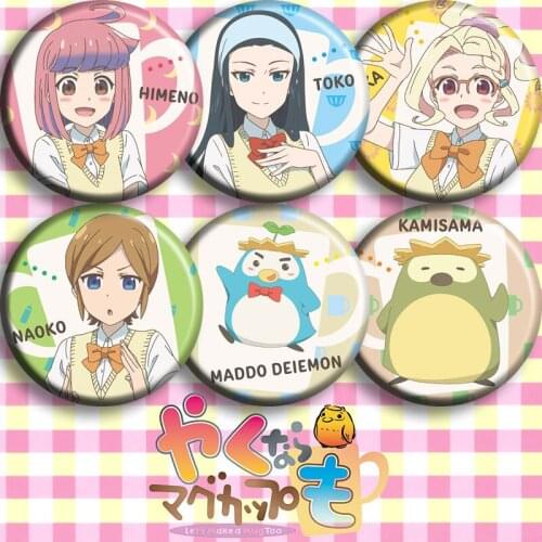 Anime Yakunara Mug Cup mo Kukuri Mika Toyokawa Himeno Cosplay Badges Cartoon Garniture Bedges For Bags Hat Decor Brooch Pin Toy