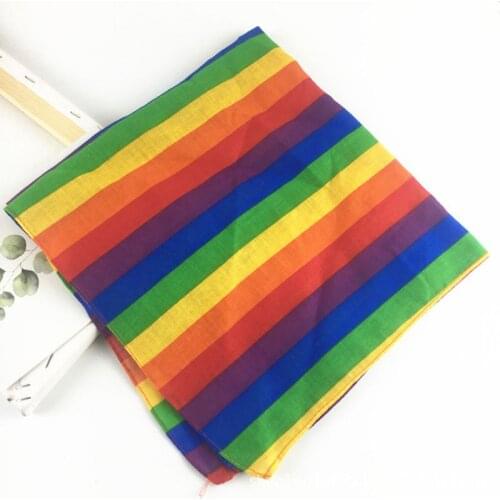 Unisex Rainbow Stripes Bandana Headband Hip Hop Dancing Square Neck Tie Head Scarf Gay Lesbian Party Parade Celebration Supplies