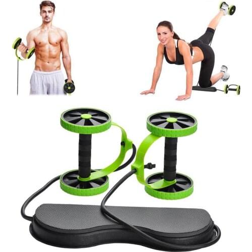 Abdominal Double Wheel Ab Roller Gym Home Muscle Exercise Fitness Equipment Pull Rope Resistance Bands Slimming Device