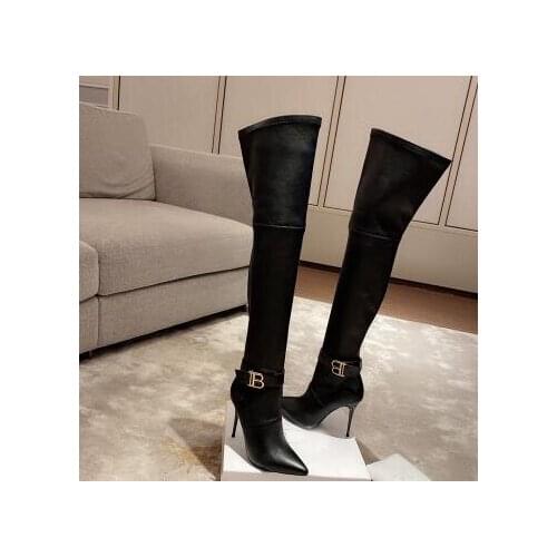 Carpaton Real Leather Long Boots Woman Pointed Toe Over the Knee Shoes Thin Heels Thigh High Boots Runway Fashion Shoe