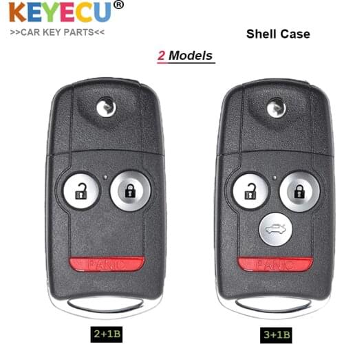 KEYECU 2/3/4 Buttons Flip Car Remote Key Shell for Acura TL MDX RDX Honda Civic Accord Jazz CRV HRV Key Case Housing Replacement