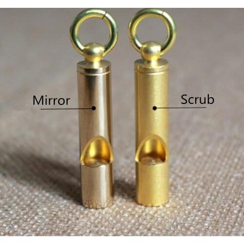 Hot sale Frosting Polishing Retro Brass Survival Gear lifesaving Emergency SOS Whistle Carabiner Max Sound intensity Gold