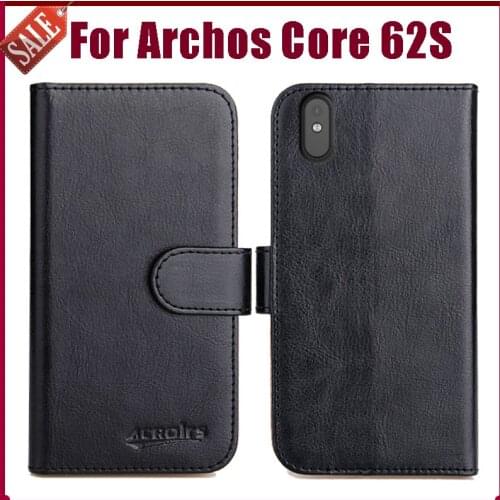 Hot! Archos Core 62S Case 6.2" High Quality 6 Colors Flip Soft Leather Phone Wallet Cover For Archos Core 62S Case Card Slots