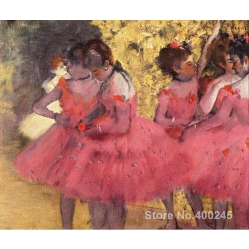 Painting for sale The Pink Dancers Before the Ballet by Edgar Degas Canvas High quality Hand painted
