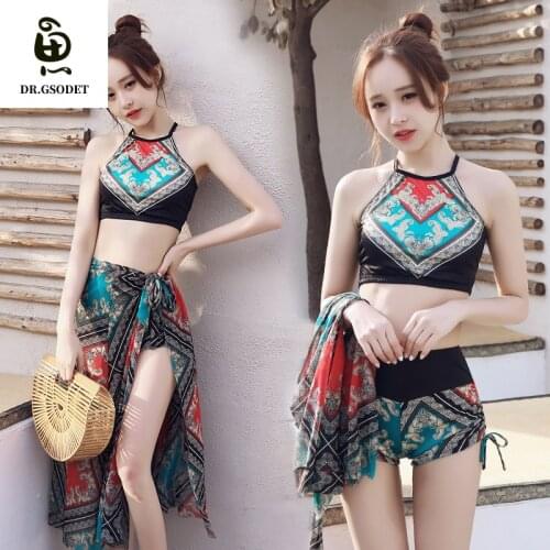 GSODET Bikini Set Thin Holiday 2021 Women Summer Sexy Three-Piece Suit Push-Up Swimsuit Bathing Suit Swimwear Beachwear Hot