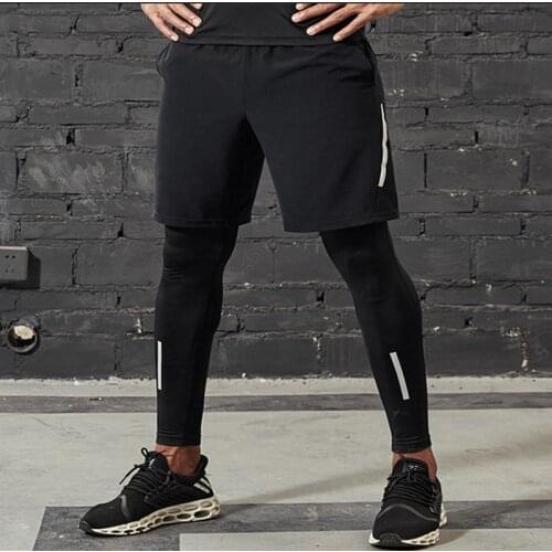 Compression Pants Men Gym Running Tights Reflective Strip Basketball Leggings Stretchy Fitness Workout Jogging Sports Leggings