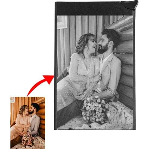 Direct sales Creative Photo Customized Picture Card Holder Purse RFID Protection Thin Metal Men Lady Aluminum Card Holder Wallet