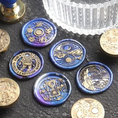 Creative Star Astronaut Wax Seal Hourglass Fire Paint Seal Love Letter Sealing Wax Stamp Christmas Greeting Card Decoration