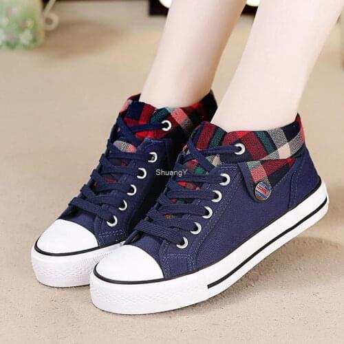 Fashion Sneakers Women Denim Canvas Shoes Breathable Casual Shoes Women Trainers Lace Up Tenis Feminino Women Vulcanize Shoes