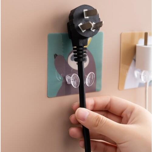1Pc Punch-free Plug Hook Cartoon Animal Wall Hanging Storage Multi-function Adhesive Power Cord Socket Hanger Home Accessories