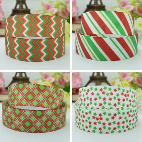 10 Yards 22mm 7/8" Christmas chevron Red Green pretty Printed grosgrain ribbon hair bow Headwear hair accessories retail B0929