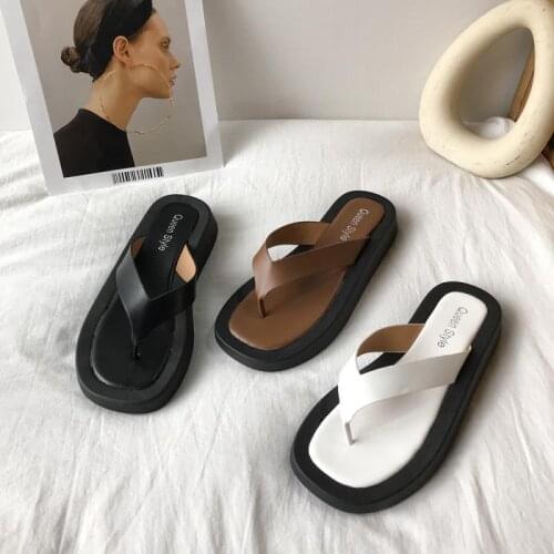 Similarfree Summer Women Slippers Heel Fashion Flats Shoes New 2021 Slippers Non-Slip Black White Basic Ladies Sandals Shoes