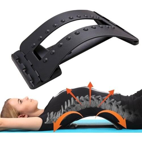 Multi-Level Adjustable Back Massager Stretcher Waist Neck Stretch Fitness Lumbar Cervical Spine Support Pain Relief Relaxation