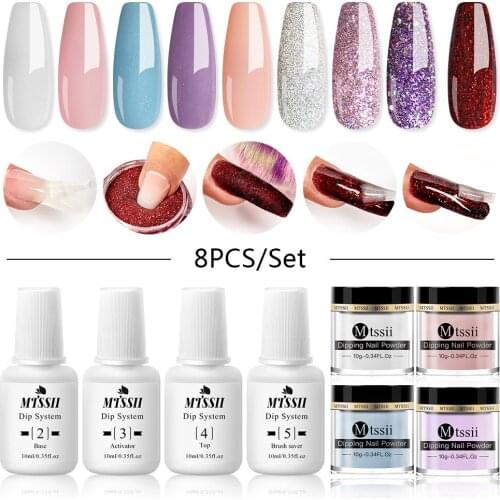 Mtssii 8Pcs Dipping Nail Powder Set Nude Pink Series Holographics Dip System Powder Dust Natural Dry Nail Art Decorations