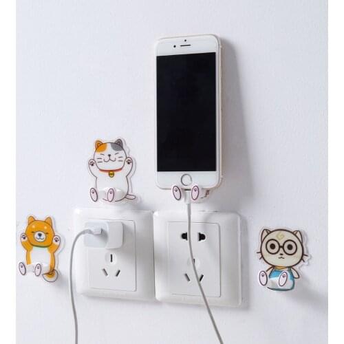 OTHERHOUSE Wall Plug Socket Holder Adhesive Hooks Shaver Razor Phone Key Holder Hanger Cute Cartoon Wall Hangers Home Organizer