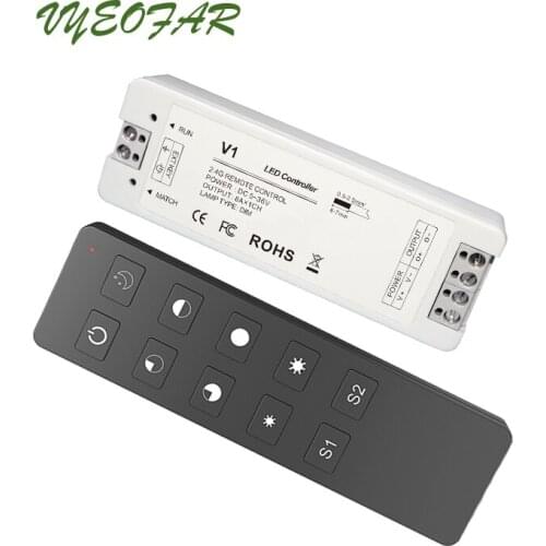 New Led Single Strip Dimmer RF Wireless Remote 12V-24V CV Constant Voltage Receiver 5050 3528 String Tape Ribbon Dim