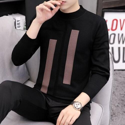 New Winter Warm Cashmere Sweater Men Half High Collar Mens Sweaters Slim Fit Pullover Men Fashion Wool Knitwear Pull Homme