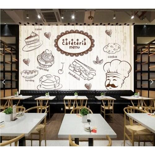 Custom kitchen wallpaper, coffee fresco for coffee shop bar restaurant cake shop background wall decoration papel de parede