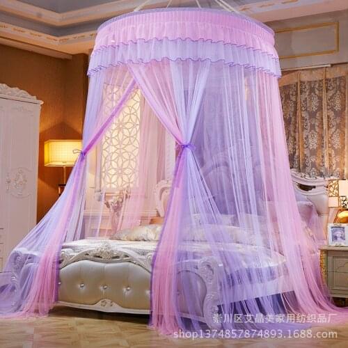 Hanging Dome Princess Mosquito Net Installation-Free Bed Curtain European-Style Iron Wire Floor Mosquito Net
