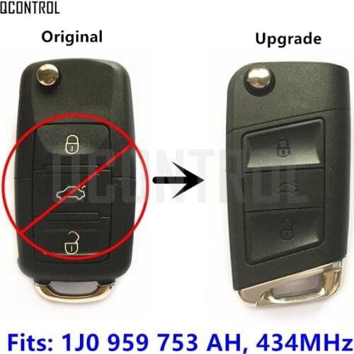 QCONTROL 1J0 959 753 AH Upgrade Remote Key for VW/VOLKSWAGEN Passat/Bora/Polo/Golf/Beetle 1J0959753AH