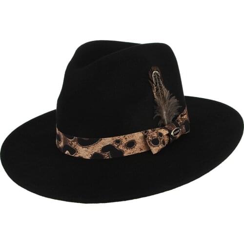 Mens European American Wool Fedoras Hat Adult Male Feathers Decorated Casual Spring Fedora Cap Church Party Banquet Hats H7195