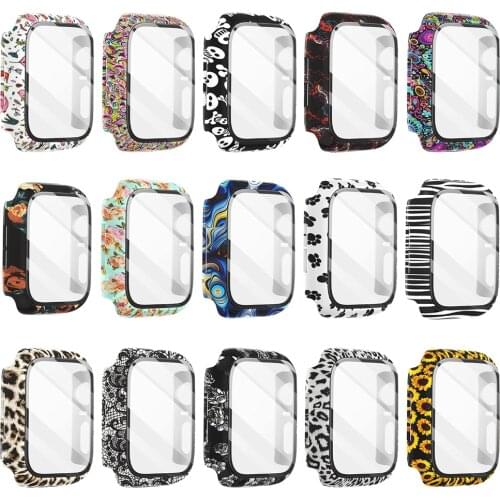 Glass+Case for Apple Watch 44mm 40mm 42mm 38mm,Full Cover Hard PC Bumper Protective Frame for iWatch Series SE/6/5/4/3/2/1