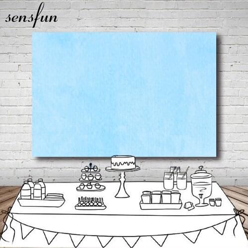 Sensfun Light Blue Photography Backgrounds Baby Shower Newborn Boys 1st Birthday Party Backdrops For Photo Studio Custom Banner